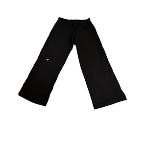 Lululemon Athletica Black Cotton Lycra Womens Wide-Leg Pants L Retired - Picture 1 of 13
