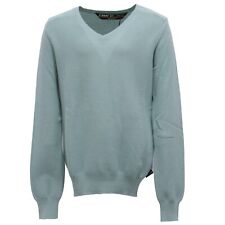 2166Y maglione bimbo boy K-WAY light blue turquoise cotton sweater