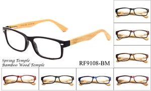 Gafas de lectura de calidad hechas a mano madera de bambú clásica bisagra de resorte diseño delgado - Imagen 1 de 15