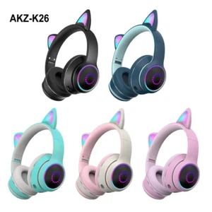 AKZ-K26 Head Mounted Bluetooth Cat Ears Luminous Cute Cool Card Wireless Sports - Picture 1 of 7