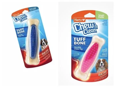 Juguete Hartz Chew'n Clean Tuff Bone Bacon Sabor Perro Pequeño - PACK 2 Foto 1 de 4