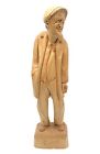 Vintage Paul E. Caron Wood Man Carving Sculpture Figurine Signed 6.75” H Carved