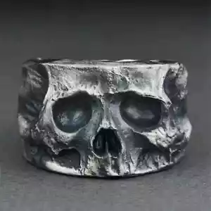 Anello Teschio Mezza Faccia Retrò per Uomo Vintage Punk Gotico Rock Hiphop Ring... - Foto 1 di 6