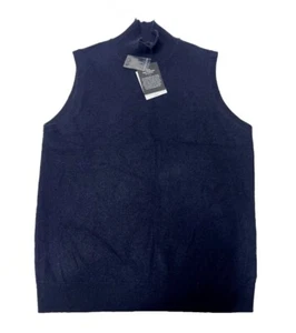 C by BLOOMINGDALES Cashmere Sleeveless Sweater French Navy Blue MSRP $148 XL NWT - Picture 1 of 23