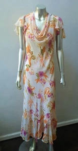 Y2K 90s VTG CHIFFON MIDI MAXI DRESS FLORAL COTTAGECORE FAIRY WHIMSY DRAPED XL - Picture 1 of 3
