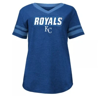 MLB Kansas City Royals Women's Pride Heather V-Neck T-Shirt XS Pit to Pit 16" - Image 1 of 3