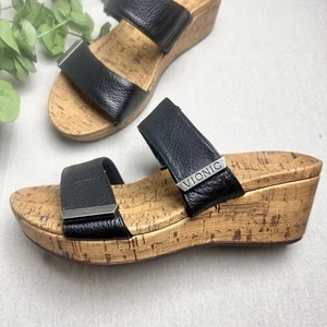 Vionic Damengröße 9 Pepper Leder-Sandale schwarz Keilabsatz Slipper bequem - Bild 1 von 9