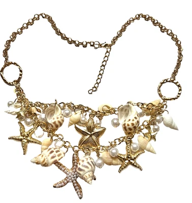Nuevo Collar de Perlas Babero Dije Estrella Pez Playa Colgante Concha Oceánica 88 Foto 1 de 4