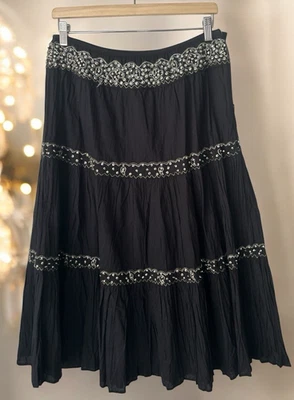Vintage Sarah Arizona Tier Witchy Fairygoth Boho Festival Skirt Embellished Sz M - Image 1 of 4