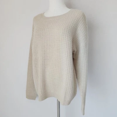 Nuevo sin etiquetas Rachel Zoe 100 % 2 capas cachemir tejido gofre túnica suéter beige talla M Foto 1 de 4