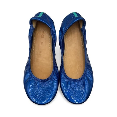 Галстуки женщин балет плоский размер 10 сапфира кожи поскользнуться на металлический «редкий» - Изображение 1 из 4