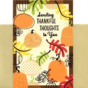 Happy Thanksgiving Thankful Thoughts Pumpkin Pumpkin Hallmark Greeting Card - Picture 1 of 3