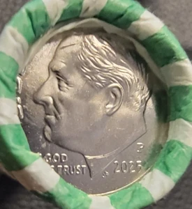2025 P Roosevelt Dime 1 OBW Bank Roll (50 monedas) BU UNC cabezas/colas envío gratis - Imagen 1 de 5