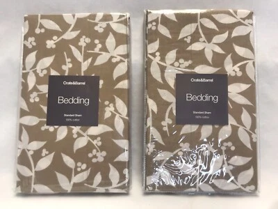 Caja y barril 100 % algodón estándar almohada farsa par hojas beige topo ramas Foto 1 de 3