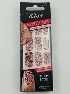 Kiss Nail Dress Fashion 28 Strips 59805 KDS19X Cheetah Pink New - Picture 1 of 6