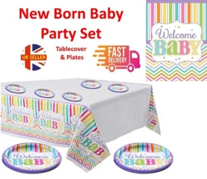 New Baby Party Set Baby Shower - Plates, Table cover, Unisex Gender Neutral - Picture 1 of 5