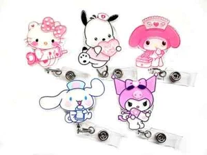 Kawaii Kitty Cute Cartoon ID Badge Reel, Doctor Nurse CNA RN ID Badge Holder - Picture 1 of 4