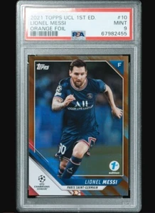 2021 Topps UCL 1st. Edition Lionel Messi /25 Orange Foil #10 PSA 9 MINT - Bild 1 von 2