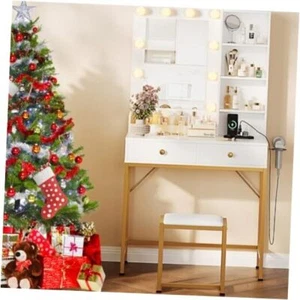 Makeup Vanity Desk Set with Mirror and Lights, Makeup Vanity with Charging - Picture 1 of 8