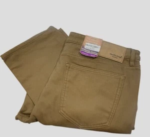 Men's Fleece-Lined Brown Wheat Stretch Canvas Jeans Weatherproof Reg 40 x 30 NWT - Picture 1 of 5