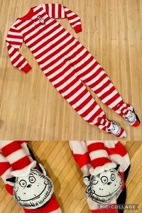 Dr. Seuss CATO EN EL SOMBRERO Adulto Med 7-9 Pijama Footie Cremallera Una Pieza Difícil de Encontrar - Imagen 1 de 8