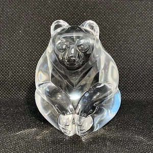 Vintage Steuben Crystal Sitting Bear Hand Cooler Paperweight Signed Art Glass - Picture 1 of 8