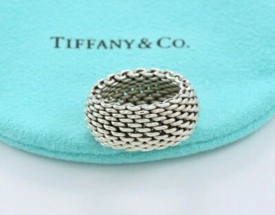 Anillo Tiffany & Co Plata Esterlina Somerset Malla Cúpula Talla 6 en Caja Bolsa Precioso Foto 1 de 4