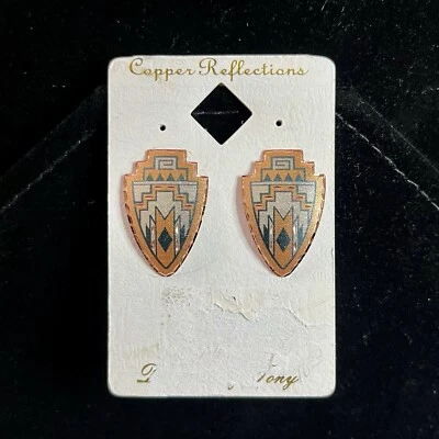 Teal Blue Native American Stud Earrings By Copper Reflections New - Image 1 of 4