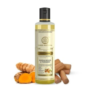 Khadi Natural Sandalwood Turmeric Body Wash Cleanser Healthy Glowing Skin 210ML