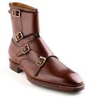 Men's Shoes Handmade Formal Casual Brown Monk Strap Ankle Buckle High Boots