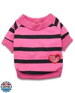 Pet Sweater Striped Dog Clothes Medium Dogs T Shirts Boston Bulldog Sweatshir - Picture 1 of 4