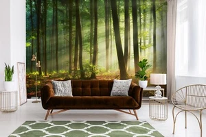 Cuarto de Estar Foto Pintado Bosque Árboles Naturaleza Hogar Oficina Pared Mural - Imagen 1 de 17