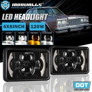 Par de faros LED 4x6" pulgadas señal de giro DRL alto/bajo para Plymouth Caravelle 79-89 - Imagen 1 de 12