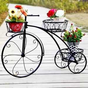 Bicycle Style Flower Pots Indoor Outdoor Garden Shelf Rack Metal Plant Stand AU - Picture 1 of 12