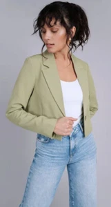 NWT Avec Les Filles Anthropologie Crop Blazer Jacket In Sage Green Size Small - Picture 1 of 9