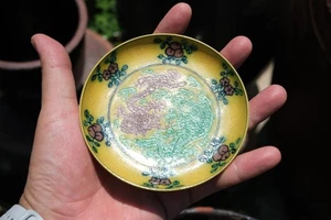 0206 Sancai DRAGON Saucer Dish, Qianlong Mark “Condition issues” - Picture 1 of 24