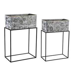 Metallic Embossed Floral Planters, Set of 2 - Picture 1 of 5