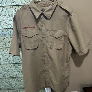 Vented Microfiber Poly Boy Scout BSA UNIFORM SHIRT Mens Medium Short Sleeve O75 - Picture 1 of 8