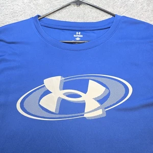 Under Armour Shirt Mens XXL Blue Short Sleeve Logo Athletic - Picture 1 of 8
