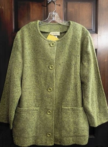 Boyne Valley Weavers | Giacca in misto lana tweed verde made in Irlanda nuova con etichetta - Taglia 1X - Foto 1 di 7