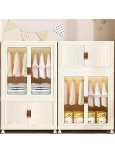 Portable wardrobe closet organizer hanging rod stackable storage bins with lid - Picture 1 of 14