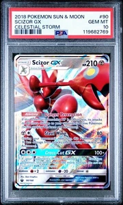 Pokémon PSA 10 Gem Mint Scizor GX 90/168 2018 Sun & Moon Celestial Storm - Imagen 1 de 3