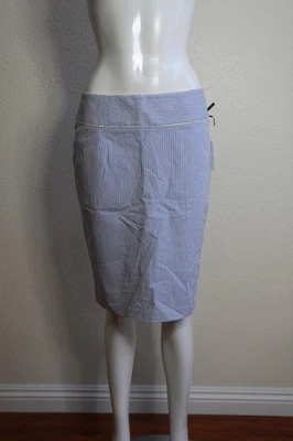 Target Merona Collection Sz 6 Blue & White Seersucker Striped Pencil Skirt New - Image 1 of 4