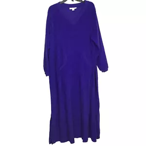 Dream & Co Morgenmantel Damen 1X (22/24) lila lange Taschen Langarm Pullover V-Ausschnitt - Bild 1 von 13