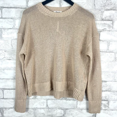 Suéter de lino avena tejido suelto al hombro caído MEDIANO NQ344 MADEWELL NUEVO CON ETIQUETAS Foto 1 de 4