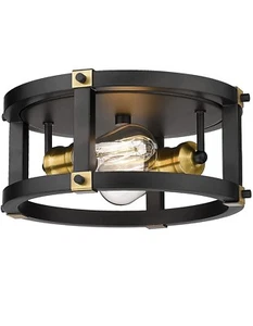 Audickic 13 inches Flush Mount Ceiling Light, Industrial 2-Light (Black(round)) - Picture 1 of 7