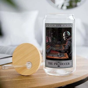 The Producer Tarot Card Tumbler, Sipper Glass 16oz Sound Engineer - Picture 1 of 5
