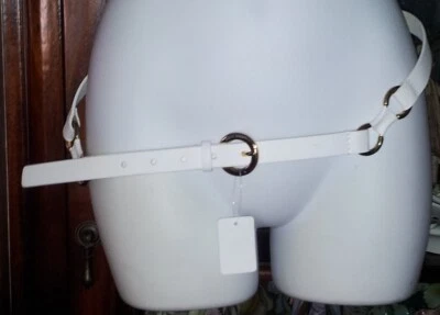  Cinturón para mujer Anne Kleine de cuero blanco con metal dorado vinculado talla L Foto 1 de 3