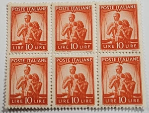 Italy Stamp Sc487, 10L. United Family blk of 6, MNH F/VF CV$144.00 (50401) - Picture 1 of 2