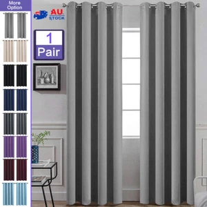 2PCS Blockout Curtains Blackout Window Curtain Draperies Pair Eyelet for Bedroom - Picture 1 of 20